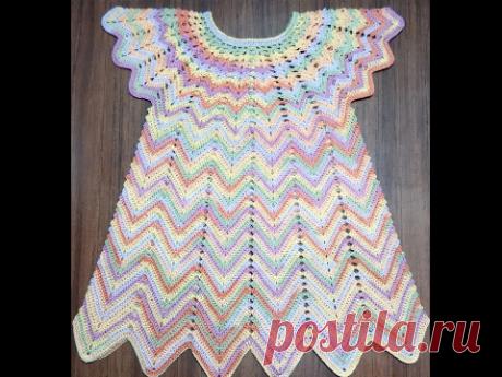 Летнее цветное платье 3-5 лет. 1 часть. Кокетка. Knit a beautiful dress hook. - YouTube
