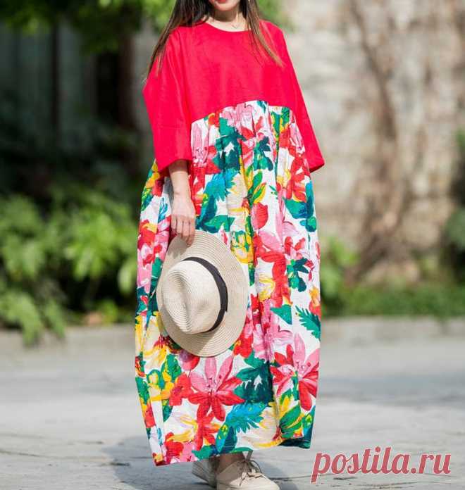 Loose fitting summer Dresses Red long dress wedding dress | Etsy