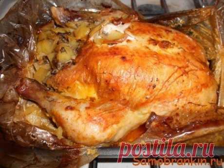 Фаршированная курица в рукаве