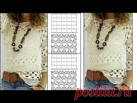 Стильная и Очень простая кофта крючком УЗОР