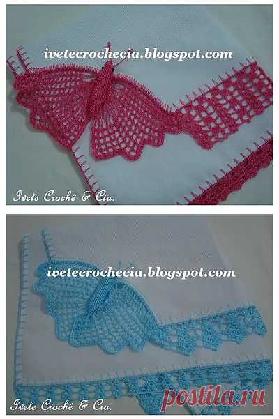 Ivete Crochê & Cia.: Barrado de Crochê com Borboleta