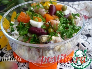 Салат с солёной сельдью и фасолью - кулинарный рецепт