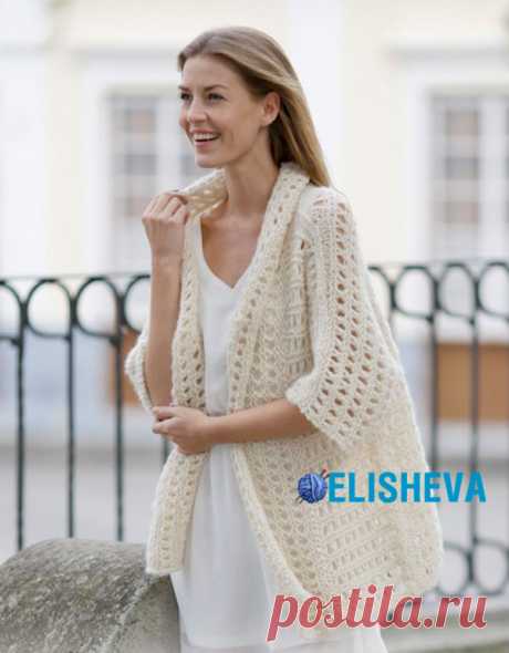 Сетчатый кардиган «Milan» от Drops Design, вязаный спицами. Размеры: S - XXXL. / Блог elisheva.ru