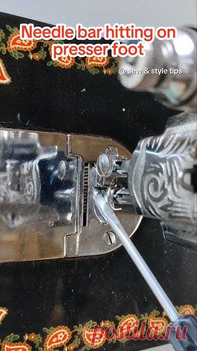 Needle bar hitting on presser foot ! How to fix ? #sewingcommunity #sewingtipsandtricks #shorts