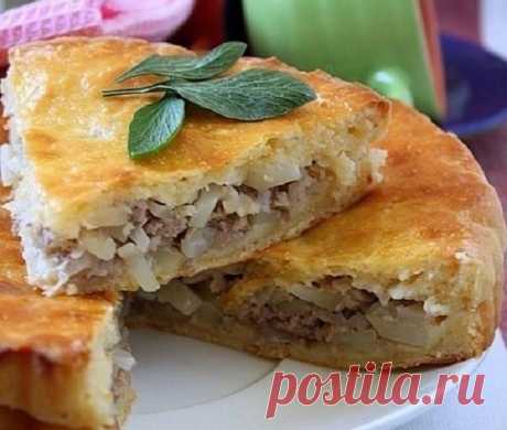 Вкусный пирог с мясом и картофелем