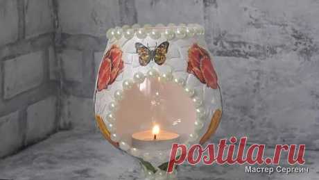 Идея чудесной поделки из стеклянного бокала