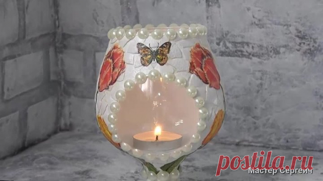 Идея чудесной поделки из стеклянного бокала