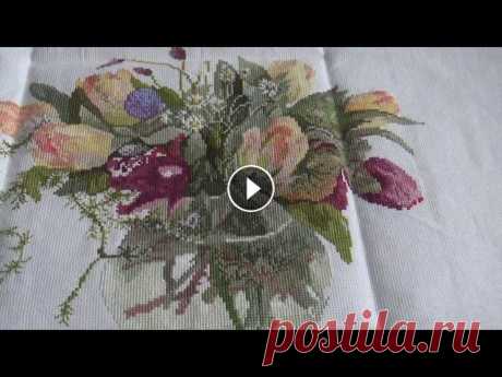 Вышивка Крестом" Тюльпаны в вазе" Вышивка крестом нитками мулине Fujico collection "Тюльпаны в вазе" получилась яркая,красивая,вышивала на одном дыхании,ниток осталось много,...