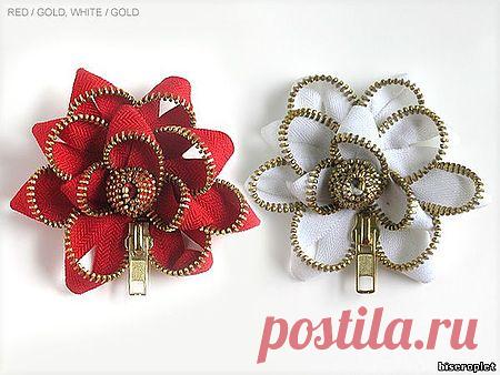 Цветы из замков-молний