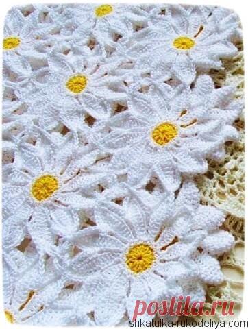 Мотив “ромашка” Мотив “ромашка” крючком. Цветочный мотив вязаный крючком схемы