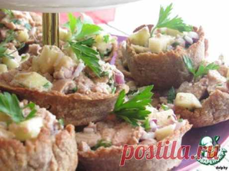 Корзиночки из черного хлеба с печенью трески - кулинарный рецепт