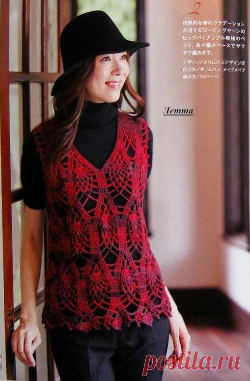 Ажурная безрукавка с узором 