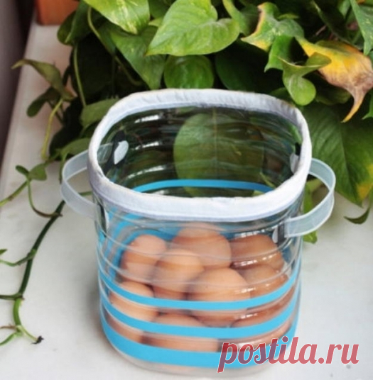 КОРЗИНКА С РУЧКАМИ ИЗ ПЛАСТИКОВОЙ БУТЫЛКИ