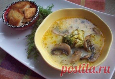Сырный суп (с шампиньонами и брокколи)