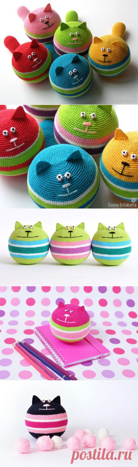 Вязанные крючком игрушки. Коты Саши Кулаковой | Мир женщины
