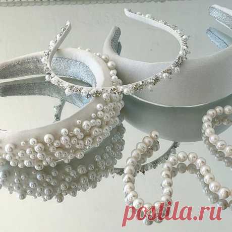 ❤️Чалма❤️Сумка❤️Ободок❤️Свитер Ободок ручной работы жемчужный с бусинами Сваровски и бисером Обручи Ободки Дизайнер украшений Киев