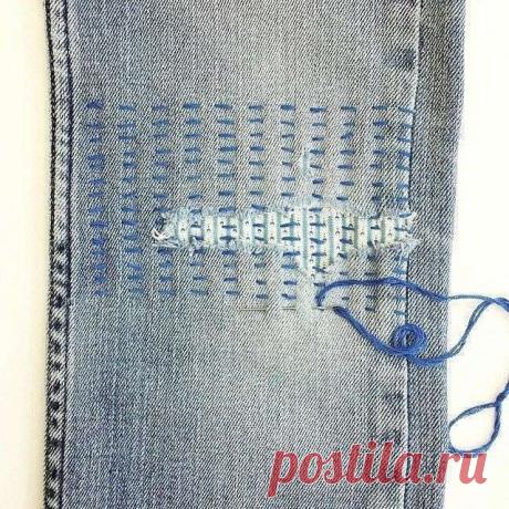 Как интересно заштопать джинсы