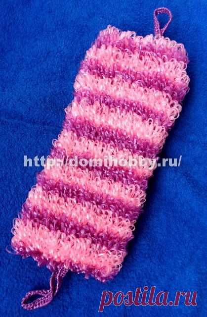 Вязание мочалки с вытянутыми петлями