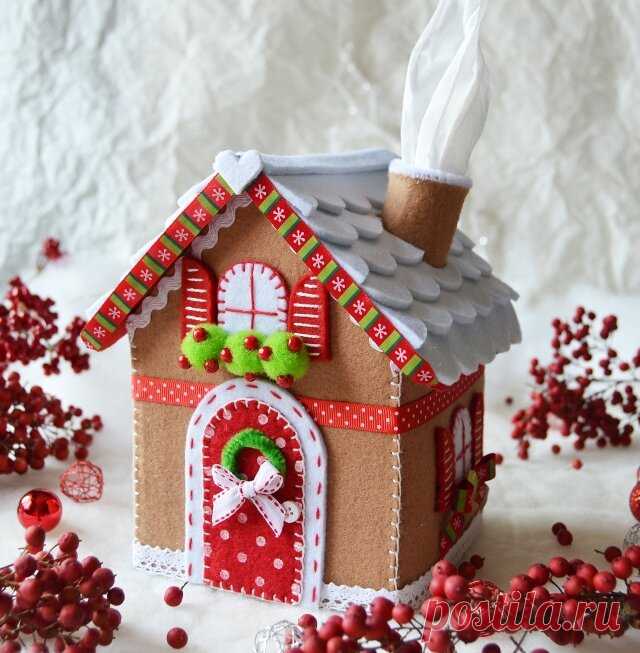 Пряничный домик как салфетница. Мастер-класс из фетра. | ИЗ ФЕТРА | Яндекс Дзен