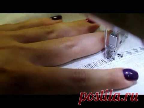 Вышиваем мережку на швейной машине. Видео урок.