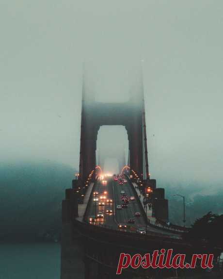 autumn cozy aesthetics Foggy bridge