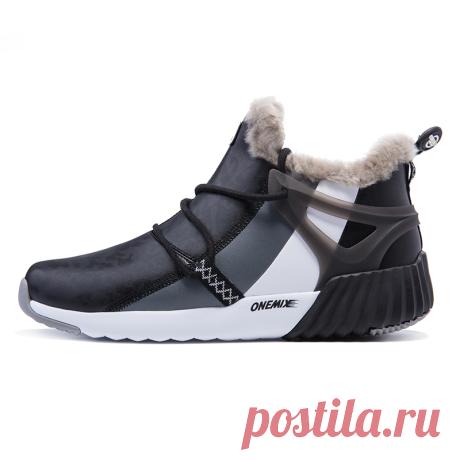 Promotion Black/Gray/White Boots ONEMIX Winter Snow Men's Shoes