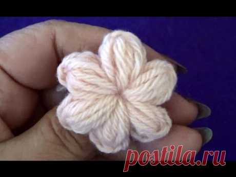 Цветочек из пышных столбиков с закрепом - Flower of Puff Stitch with Fasten