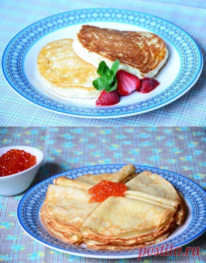 Секреты выпекания тонких блинов и пышных оладьев, простые рецепты.