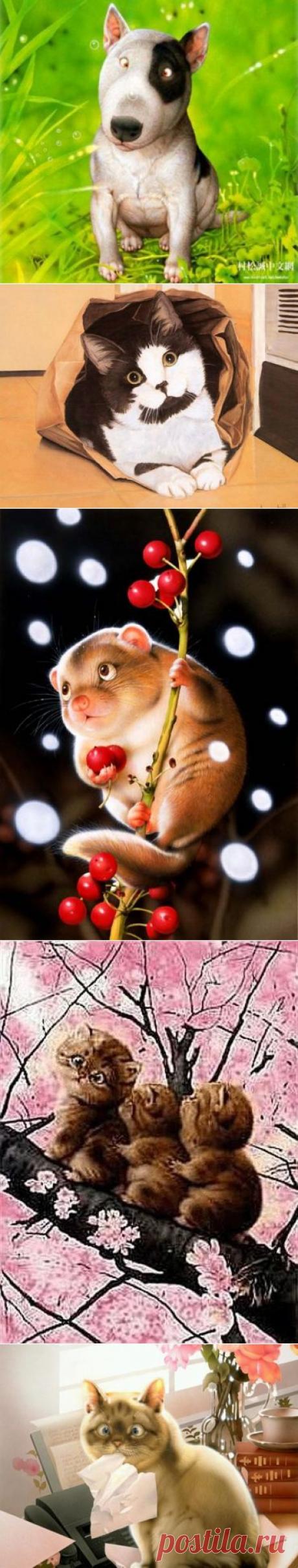 Ловите порцию позитива от художника Макото Маримото. Масло. / Декупаж / Картинки для декупажа