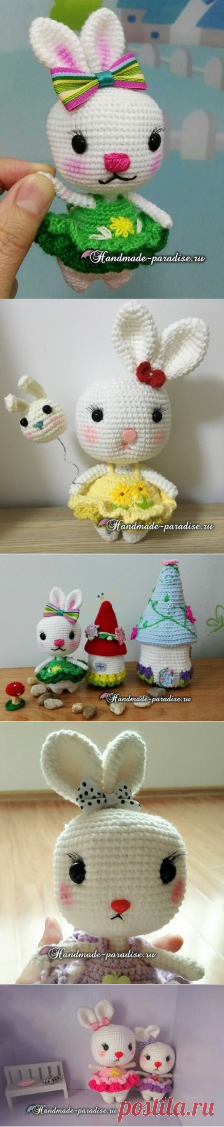 Зайка-малышка в платьице. Амигуруми
