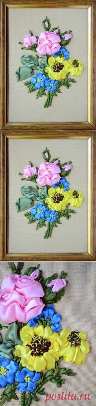 Вышиваю лентами на радость себе и другим! Букетик! / Вышивка / Вышивка лентами