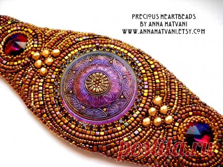 WINTER SALE 15% OFF Bead Embroidery Bracelet от PreciousHeartBeads