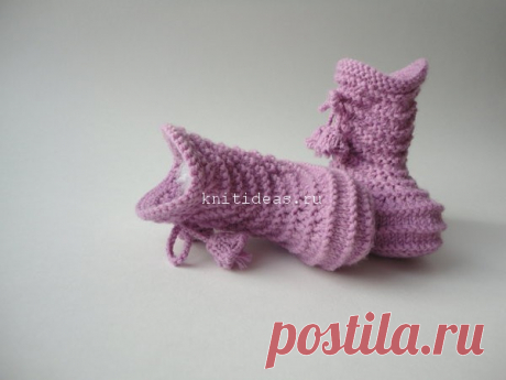 Теплые пинетки-сапожки спицами для малыша | Вязаные Идеи.