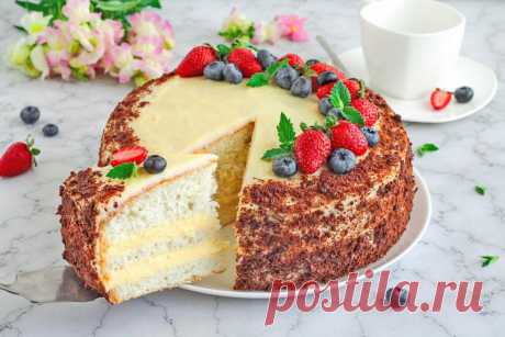 Бисквитный торт с заварным кремом рецепт с фото пошагово - 1000.menu