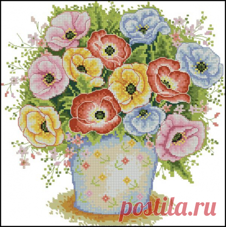 Anchor AD171 Poppies- схема для вышивки крестом Маковый натюрморт