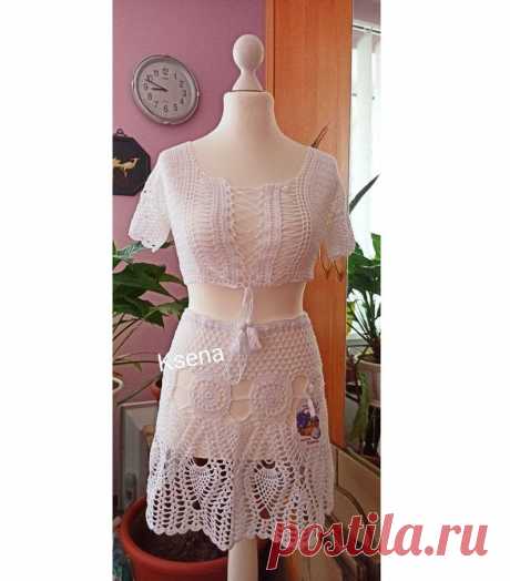 Crochet top and mini skirt Beach crochet suit Skirt and top | Etsy