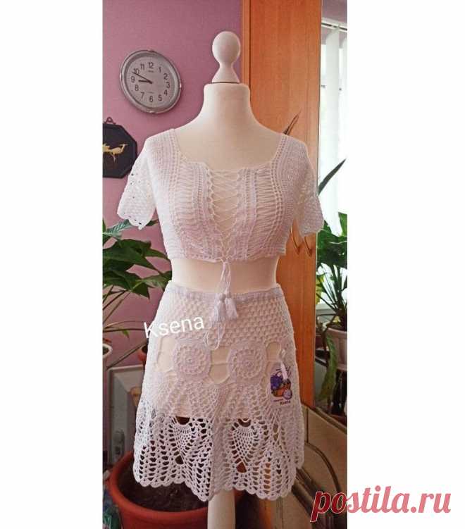 Crochet top and mini skirt Beach crochet suit Skirt and top | Etsy