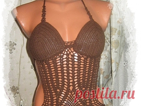 Обвязывание чашечек для купальника 1. Для начала нужно связать чашечку требуемого размера для вашего купальника или лифа. Я брала вот эту схему и вязала две чашечки сразу. (см. ниже) 3. Берем паралоновую чашечку и делаем петельки иглой, как оверлочные швы, вот за них-то мы и будем привязывать нашу готовую связанную чашечку. (пример ниже - цвет нитей коричневый для видимости и четкости): 4.