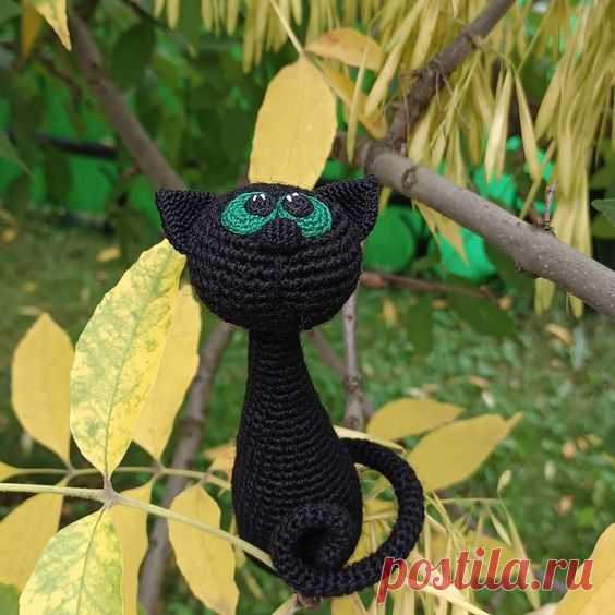 PDF Чёрная Кошка крючком. FREE crochet pattern; Аmigurumi toy patterns. Амигуруми схемы на русском.