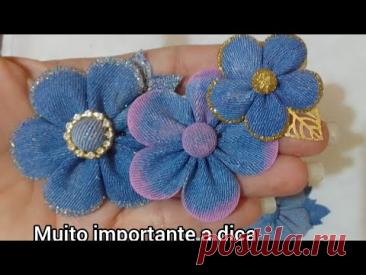 flor  jeans  com tecido muito facil! com uma super importante dica