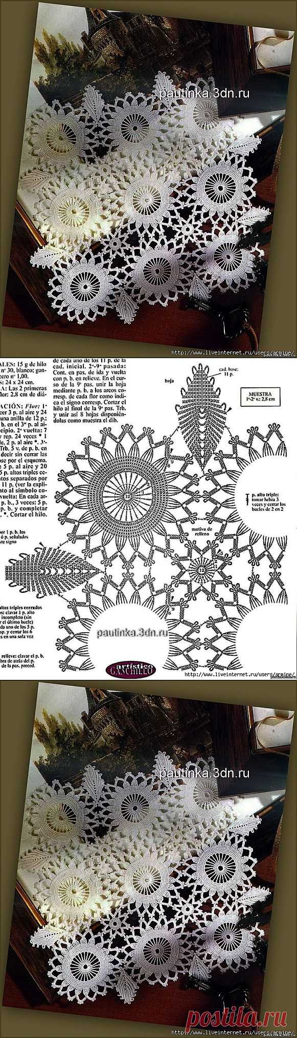 Вязаная салфетка из круглых мотивов.