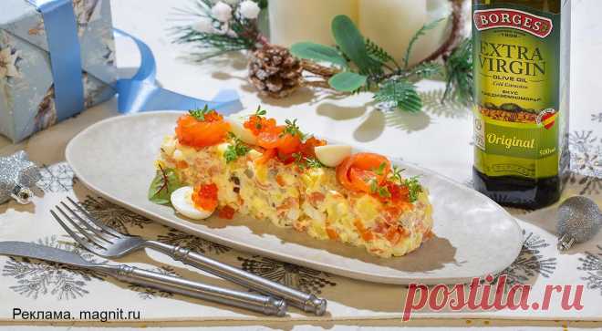 Оливье рыбный, пошаговый рецепт с фото Gastronom.ru Лосось копчёный 200 г, картофель 2 шт., морковь 1 шт., огурцы корнишоны маринованные 4 шт., лук красный 1 шт., яйцо куриное 1 шт., горошек зелёный консервированный 100 г