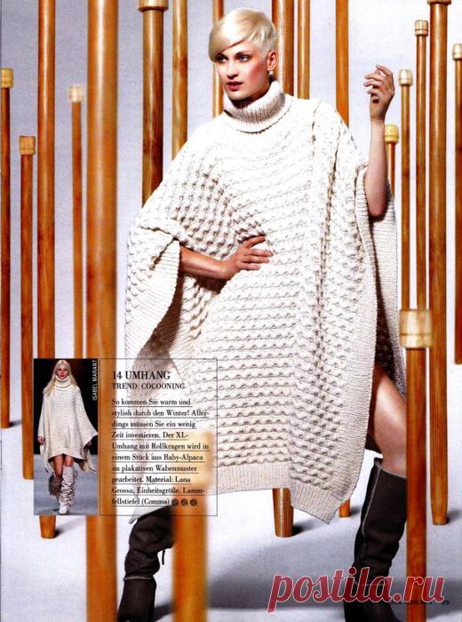 Вязание спицами: 55 красивых моделей пончо, накидок и схемы к ним.