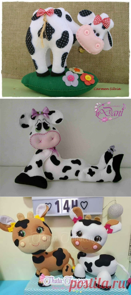 Выкройки коров и бычков. Шьем символ 2021 года. | ИЗ ФЕТРА | Яндекс Дзен