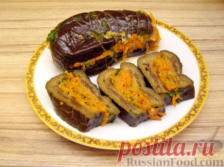 Баклажаны квашеные, фаршированные морковью