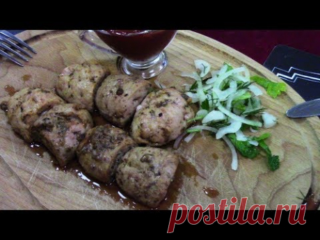 Необычный шашлык из бычьйх яиц. Деликатес. На любителя. Лампочки.