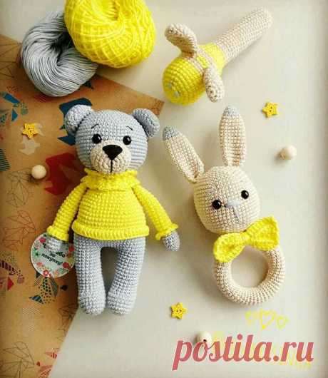 Вязаный Мишка в свитере. Бесплатный мастер-класс по вязанию Медвежонок в свитере от @lenabusinka18. Схема и описание вязания мишки амигуруми крючком. Мастер-классы по вязанию игрушек для начинающих