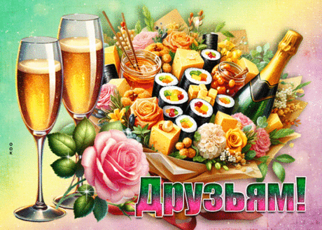 Внимательная гиф-открытка, вкусности для моих друзей