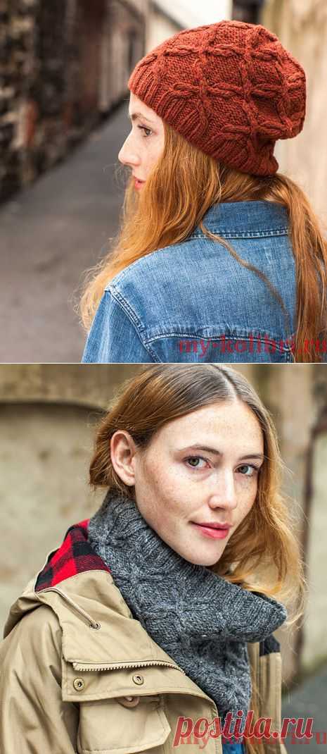 Модные шапка и снуд спицами «Casual Mix»