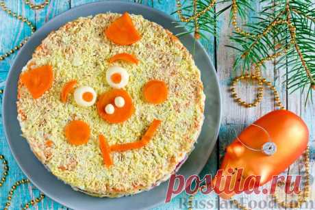 Рецепт: Салат "Мимоза" в виде поросёнка на RussianFood.com